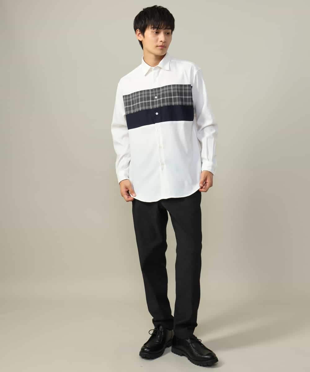 KHLLV26059 a.v.v MEN(アー・ヴェ・ヴェ) 【ON/OFF兼用】シャンブレー裏起毛スマートテーパードパンツ(セットアップ可） ネイビー