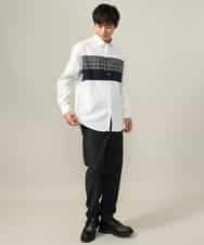 KHLLV26059 a.v.v MEN(アー・ヴェ・ヴェ) 【ON/OFF兼用】シャンブレー裏起毛スマートテーパードパンツ(セットアップ可） ネイビー