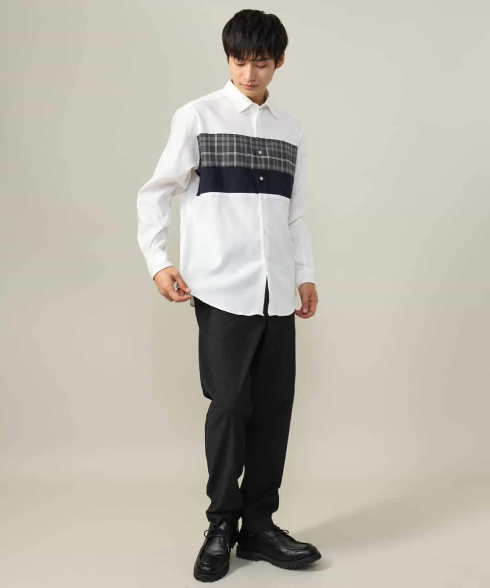 KHLLV26059 a.v.v MEN(アー・ヴェ・ヴェ) 【ON/OFF兼用】シャンブレー裏起毛スマートテーパードパンツ(セットアップ可） ネイビー