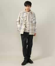 KHLLV26059 a.v.v MEN(アー・ヴェ・ヴェ) 【ON/OFF兼用】シャンブレー裏起毛スマートテーパードパンツ(セットアップ可） ネイビー