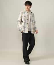 KHLLV26059 a.v.v MEN(アー・ヴェ・ヴェ) 【ON/OFF兼用】シャンブレー裏起毛スマートテーパードパンツ(セットアップ可） ネイビー