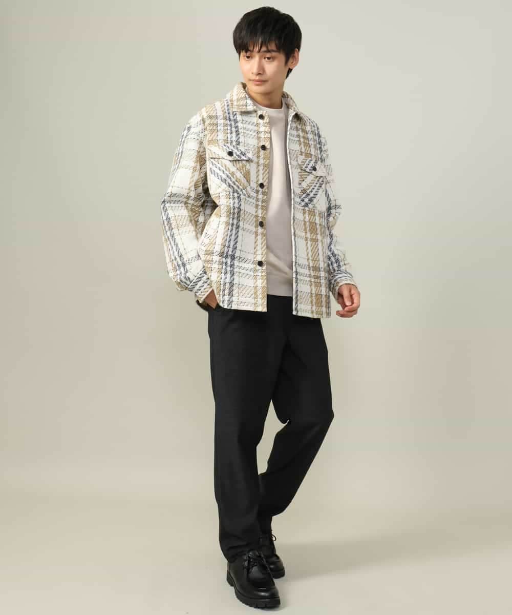 KHLLV26059 a.v.v MEN(アー・ヴェ・ヴェ) 【ON/OFF兼用】シャンブレー裏起毛スマートテーパードパンツ(セットアップ可） ネイビー