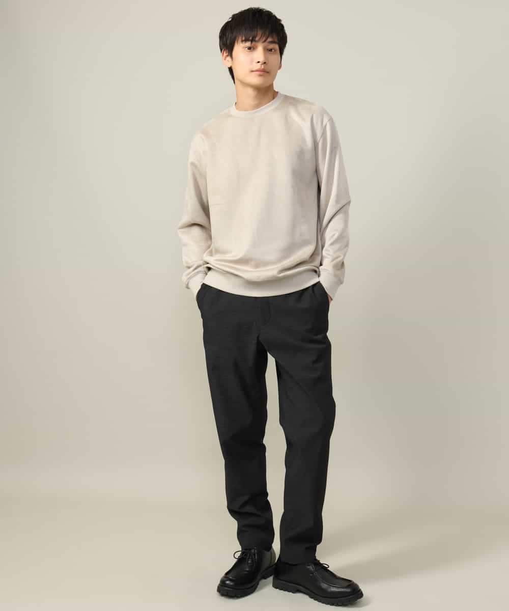 KHLLV26059 a.v.v MEN(アー・ヴェ・ヴェ) 【ON/OFF兼用】シャンブレー裏起毛スマートテーパードパンツ(セットアップ可） ネイビー