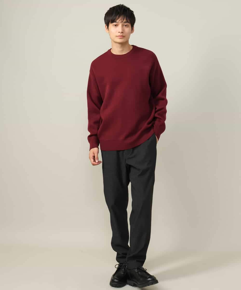 KHLLV26059 a.v.v MEN(アー・ヴェ・ヴェ) 【ON/OFF兼用】シャンブレー裏起毛スマートテーパードパンツ(セットアップ可） ネイビー