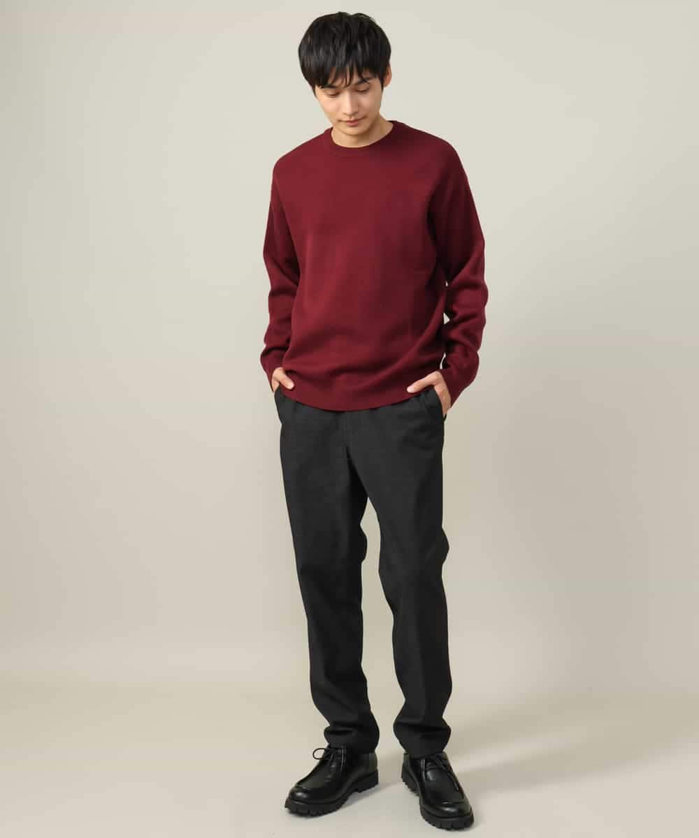 KHLLV26059 a.v.v MEN(アー・ヴェ・ヴェ) 【ON/OFF兼用】シャンブレー裏起毛スマートテーパードパンツ(セットアップ可） ネイビー