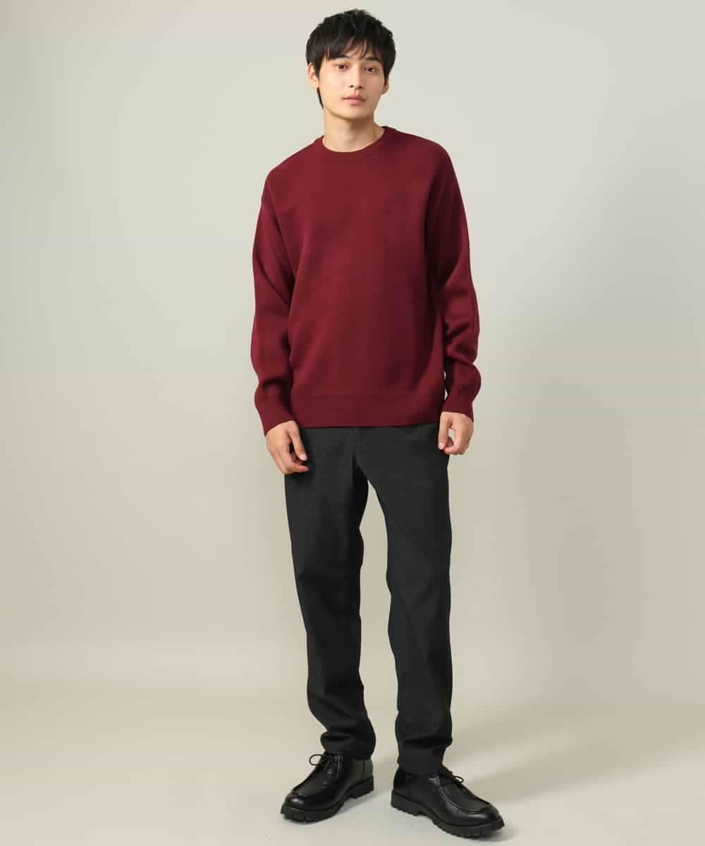 KHLLV26059 a.v.v MEN(アー・ヴェ・ヴェ) 【ON/OFF兼用】シャンブレー裏起毛スマートテーパードパンツ(セットアップ可） ネイビー