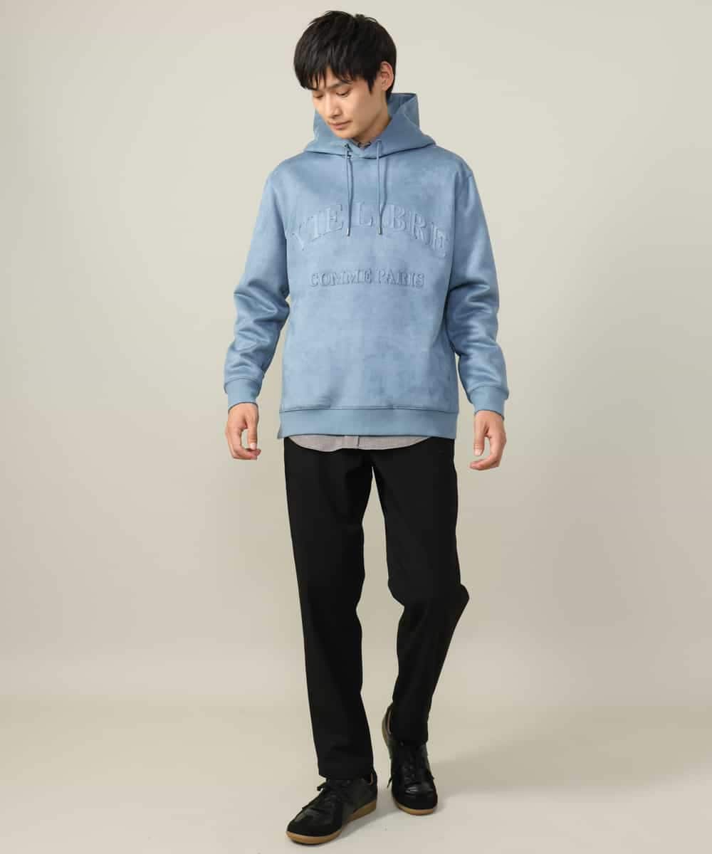 KHLLV26059 a.v.v MEN(アー・ヴェ・ヴェ) 【ON/OFF兼用】シャンブレー裏起毛スマートテーパードパンツ(セットアップ可） ネイビー