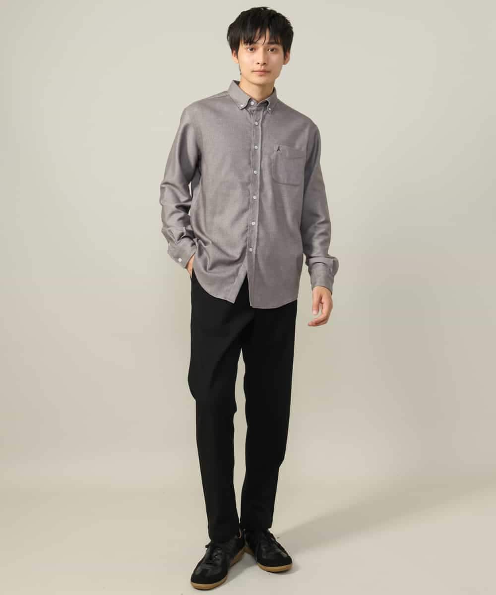 KHLLV26059 a.v.v MEN(アー・ヴェ・ヴェ) 【ON/OFF兼用】シャンブレー裏起毛スマートテーパードパンツ(セットアップ可） ネイビー