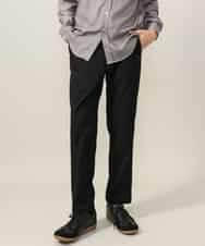 KHLLV26059 a.v.v MEN(アー・ヴェ・ヴェ) 【ON/OFF兼用】シャンブレー裏起毛スマートテーパードパンツ(セットアップ可） ネイビー