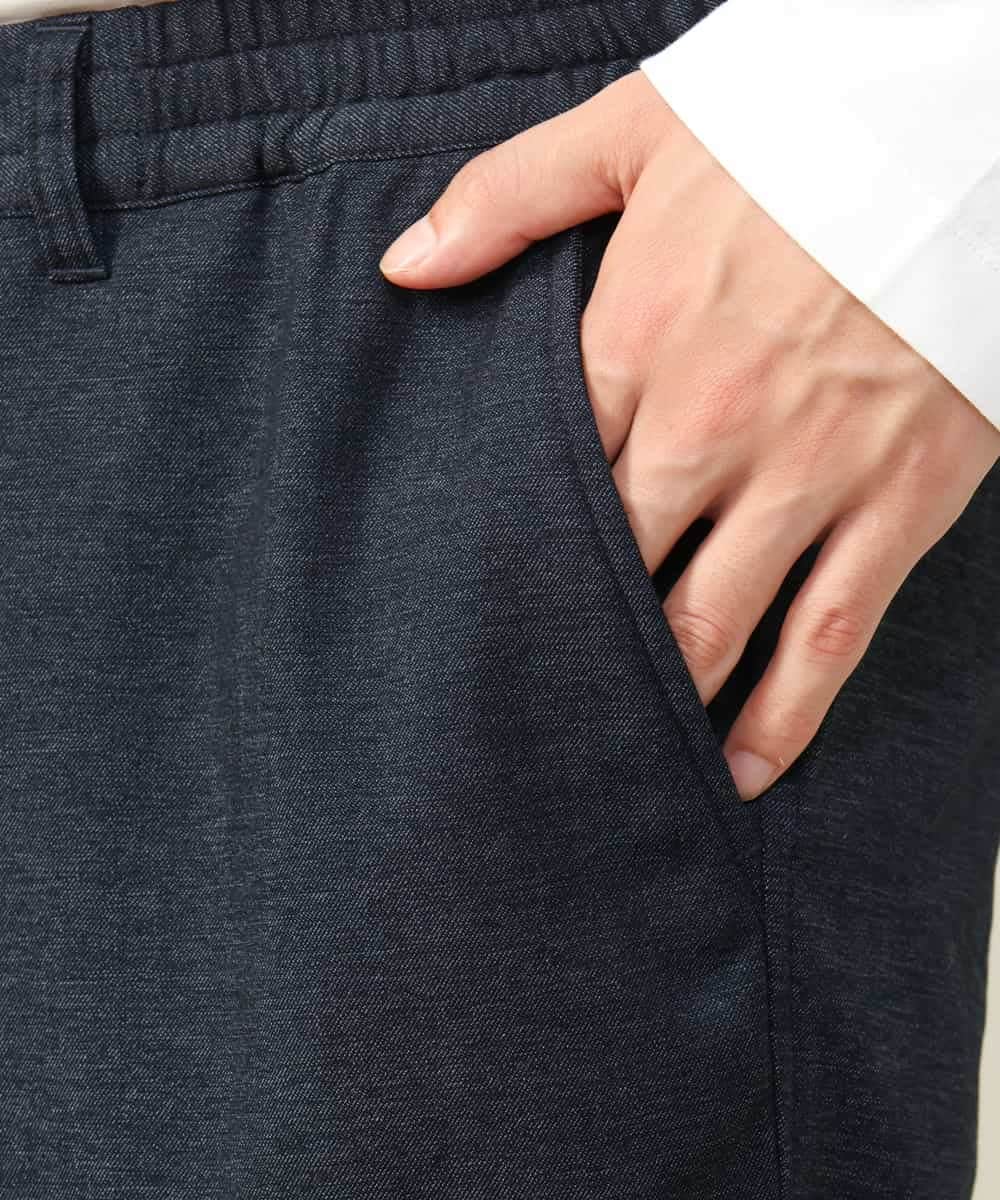 KHLLV26059 a.v.v MEN(アー・ヴェ・ヴェ) 【ON/OFF兼用】シャンブレー裏起毛スマートテーパードパンツ(セットアップ可） ネイビー