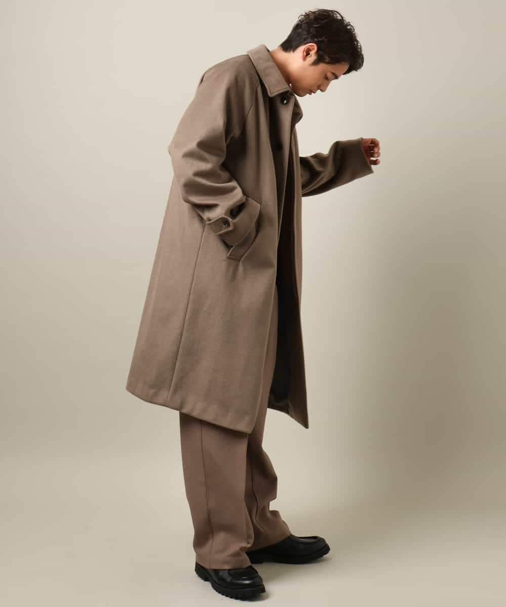 KHUAA07169 a.v.v MEN(アー・ヴェ・ヴェ) 【大人カジュアル】ワイドシルエットステンカラーコート モカベージュ