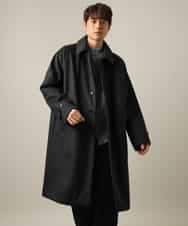 KHUAA07169 a.v.v MEN(アー・ヴェ・ヴェ) 【大人カジュアル】ワイドシルエットステンカラーコート モカベージュ