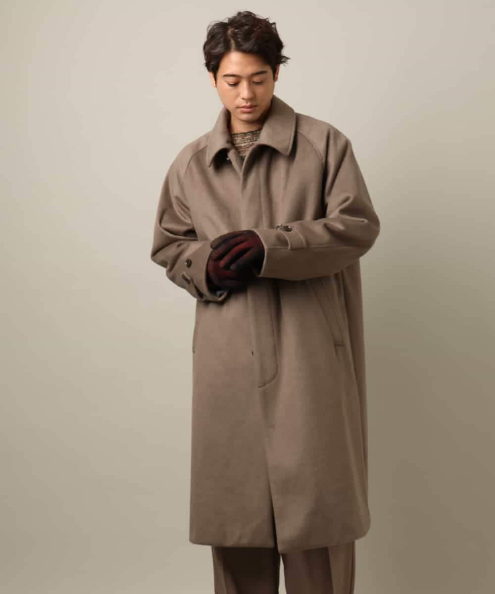 KHUAA07169 a.v.v MEN(アー・ヴェ・ヴェ) 【大人カジュアル】ワイドシルエットステンカラーコート モカベージュ