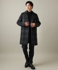セール】【着やせ効果抜群◎】ウールチェック柄チェスターコート