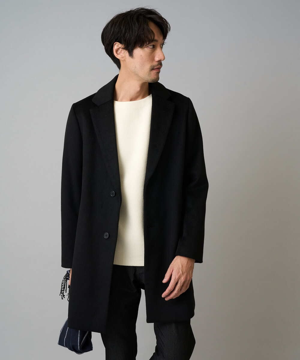 KHUAD01199 a.v.v MEN(アー・ヴェ・ヴェ) ウールライトビーバーチェスターコート ブラック