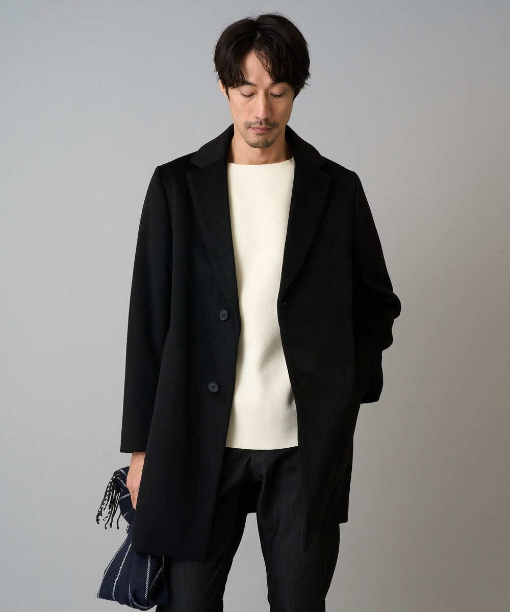 KHUAD01199 a.v.v MEN(アー・ヴェ・ヴェ) ウールライトビーバーチェスターコート ブラック