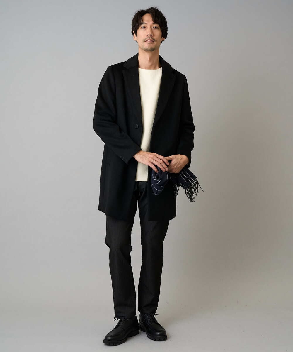 KHUAD01199 a.v.v MEN(アー・ヴェ・ヴェ) ウールライトビーバーチェスターコート ブラック