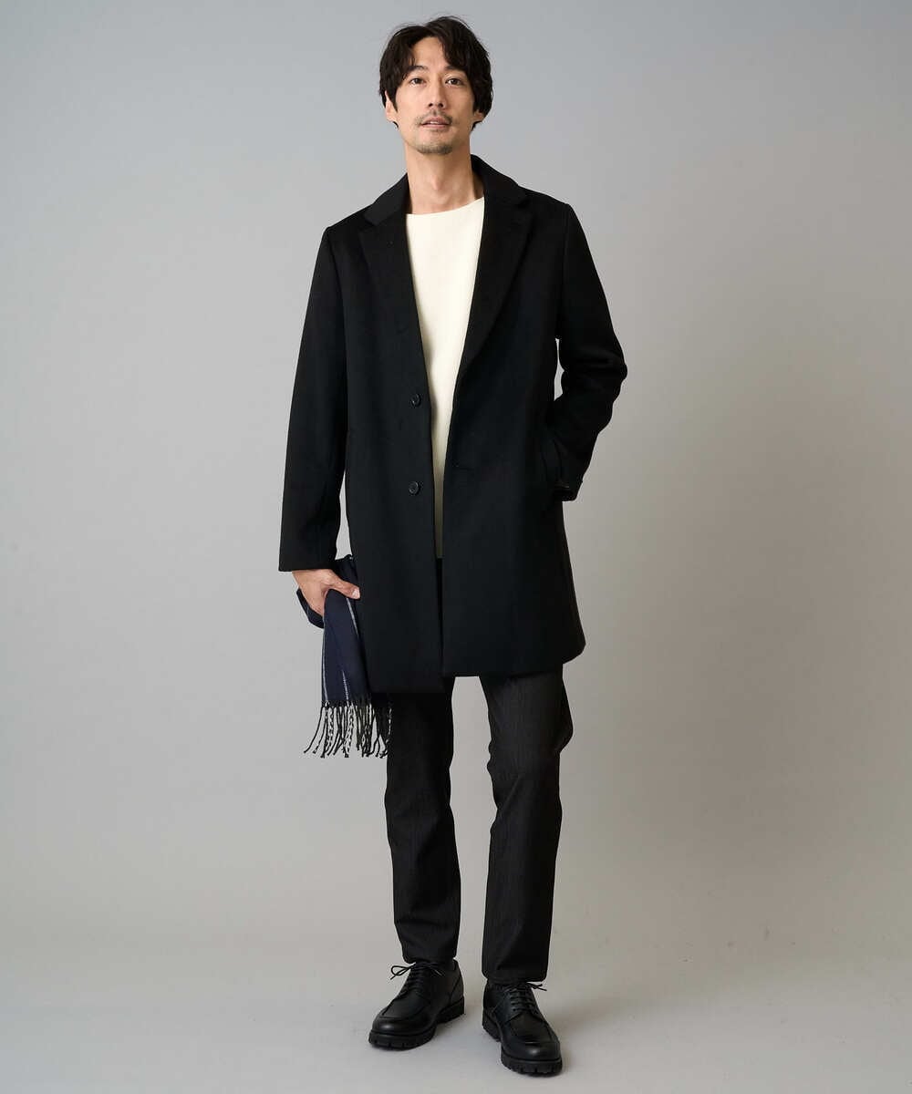 KHUAD01199 a.v.v MEN(アー・ヴェ・ヴェ) ウールライトビーバーチェスターコート ブラック