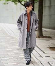 KHUAD07179 a.v.v MEN(アー・ヴェ・ヴェ) ワイドシルエットステンカラーコート グレー