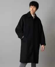 KHUAD07179 a.v.v MEN(アー・ヴェ・ヴェ) ワイドシルエットステンカラーコート ブラック