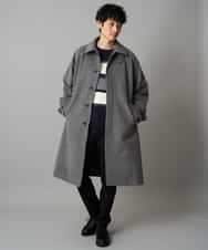 KHUAD07179 a.v.v MEN(アー・ヴェ・ヴェ) ワイドシルエットステンカラーコート ブラック