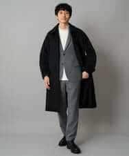 KHUAD07179 a.v.v MEN(アー・ヴェ・ヴェ) ワイドシルエットステンカラーコート ブラック