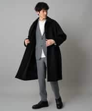 KHUAD07179 a.v.v MEN(アー・ヴェ・ヴェ) ワイドシルエットステンカラーコート ブラック