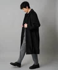 KHUAD07179 a.v.v MEN(アー・ヴェ・ヴェ) ワイドシルエットステンカラーコート ブラック