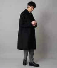 KHUAD07179 a.v.v MEN(アー・ヴェ・ヴェ) ワイドシルエットステンカラーコート ブラック