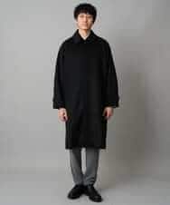 KHUAD07179 a.v.v MEN(アー・ヴェ・ヴェ) ワイドシルエットステンカラーコート ブラック