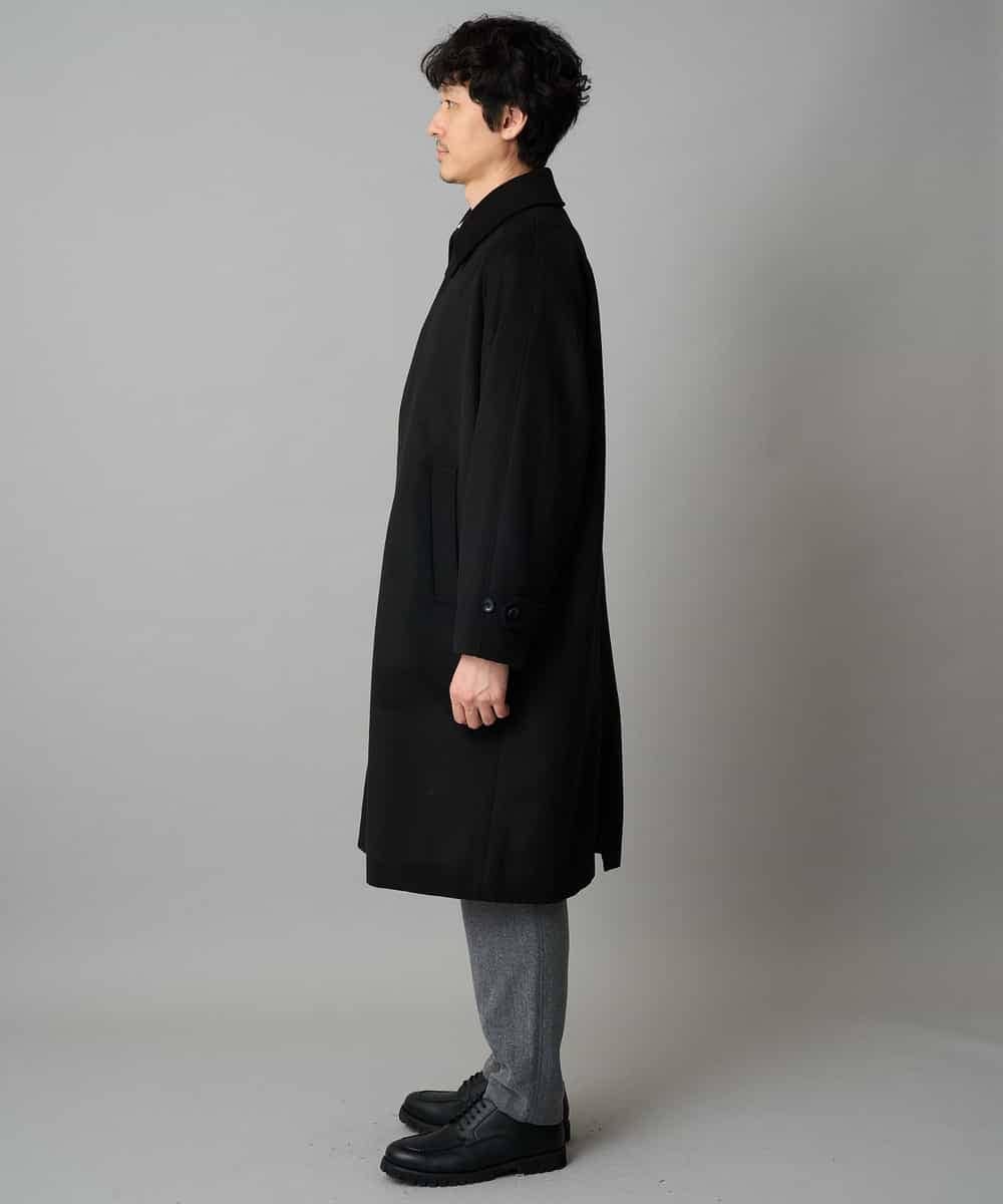 KHUAD07179 a.v.v MEN(アー・ヴェ・ヴェ) ワイドシルエットステンカラーコート ブラック