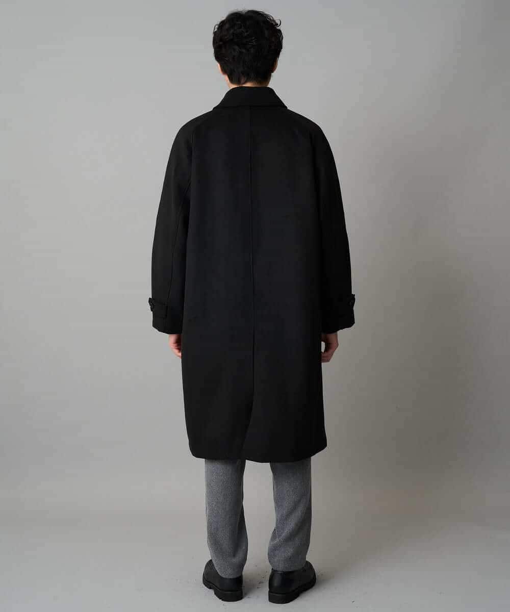 KHUAD07179 a.v.v MEN(アー・ヴェ・ヴェ) ワイドシルエットステンカラーコート ブラック