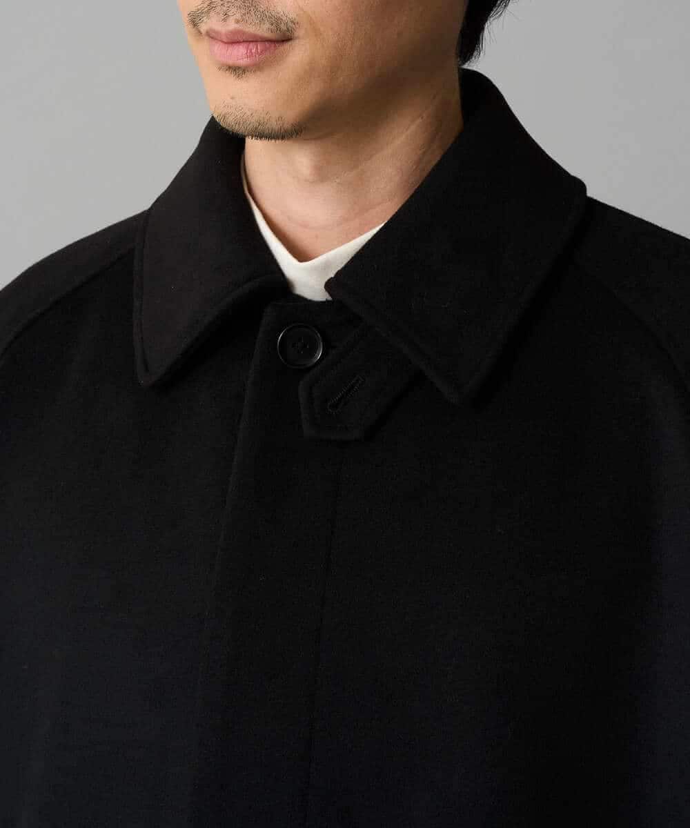 KHUAD07179 a.v.v MEN(アー・ヴェ・ヴェ) ワイドシルエットステンカラーコート ブラック