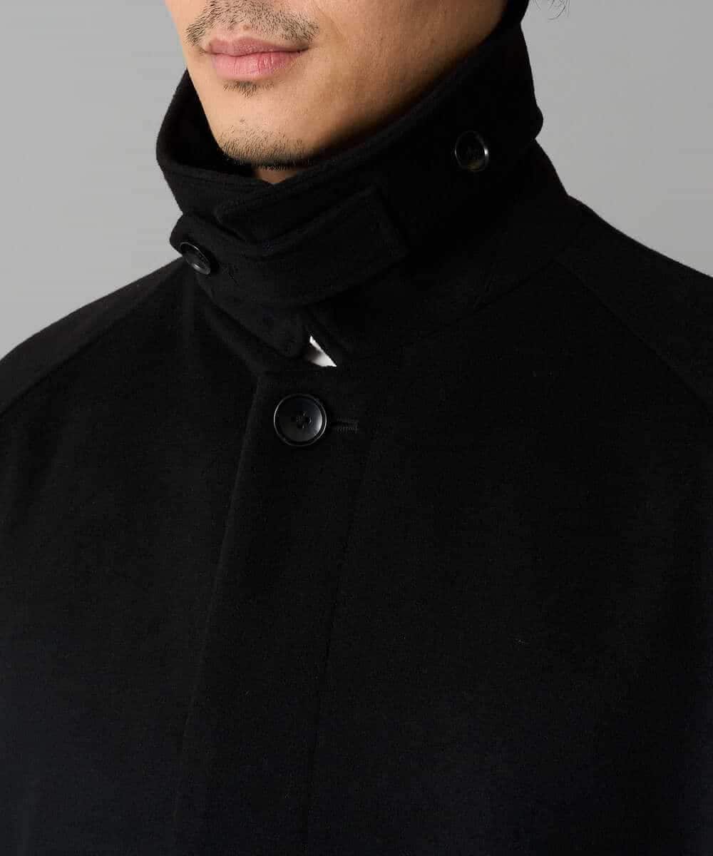 KHUAD07179 a.v.v MEN(アー・ヴェ・ヴェ) ワイドシルエットステンカラーコート ブラック