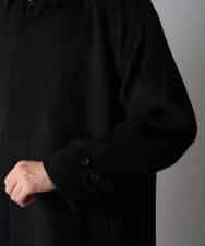 KHUAD07179 a.v.v MEN(アー・ヴェ・ヴェ) ワイドシルエットステンカラーコート ブラック