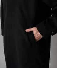 KHUAD07179 a.v.v MEN(アー・ヴェ・ヴェ) ワイドシルエットステンカラーコート ブラック