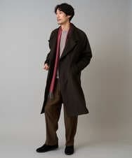 KHUAD08189 a.v.v MEN(アー・ヴェ・ヴェ) ワイドシルエットスタンドカラーコート ダークブラウン