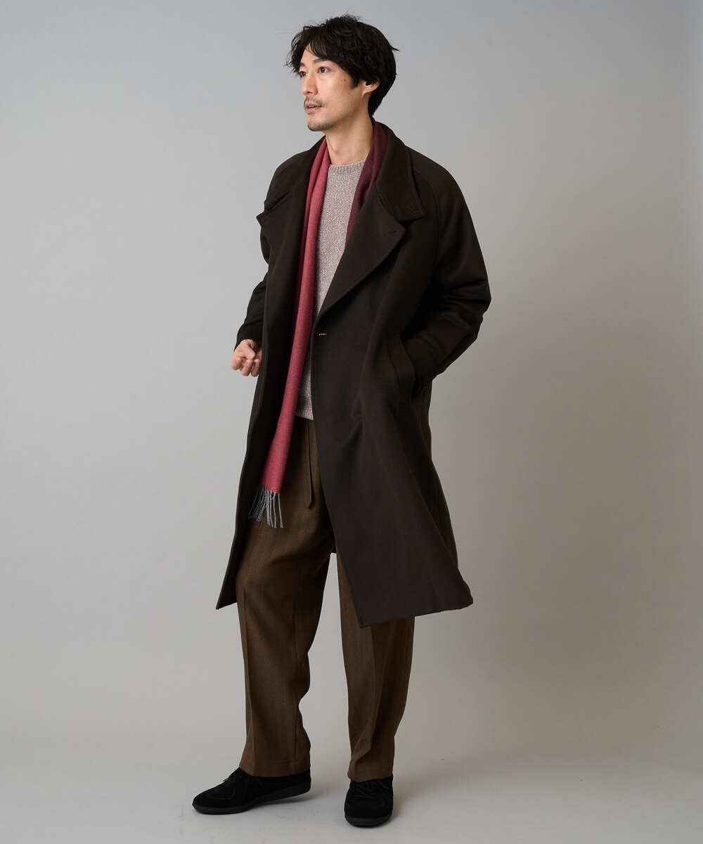 KHUAD08189 a.v.v MEN(アー・ヴェ・ヴェ) ワイドシルエットスタンドカラーコート ダークブラウン
