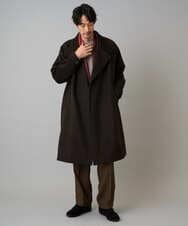 KHUAD08189 a.v.v MEN(アー・ヴェ・ヴェ) ワイドシルエットスタンドカラーコート ダークブラウン