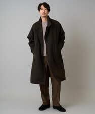KHUAD08189 a.v.v MEN(アー・ヴェ・ヴェ) ワイドシルエットスタンドカラーコート ダークブラウン