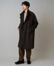 KHUAD08189 a.v.v MEN(アー・ヴェ・ヴェ) ワイドシルエットスタンドカラーコート ダークブラウン