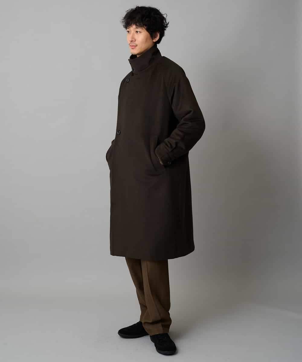 KHUAD08189 a.v.v MEN(アー・ヴェ・ヴェ) ワイドシルエットスタンドカラーコート ダークブラウン