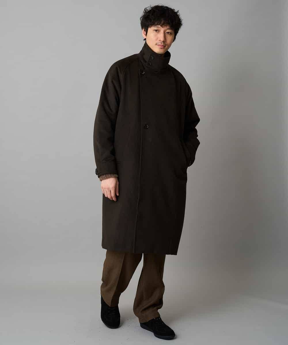KHUAD08189 a.v.v MEN(アー・ヴェ・ヴェ) ワイドシルエットスタンドカラーコート ダークブラウン
