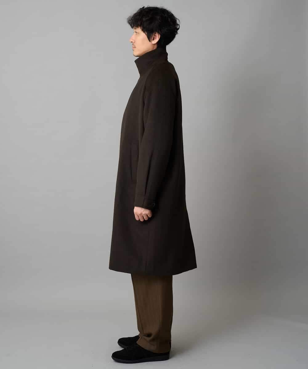 KHUAD08189 a.v.v MEN(アー・ヴェ・ヴェ) ワイドシルエットスタンドカラーコート ダークブラウン