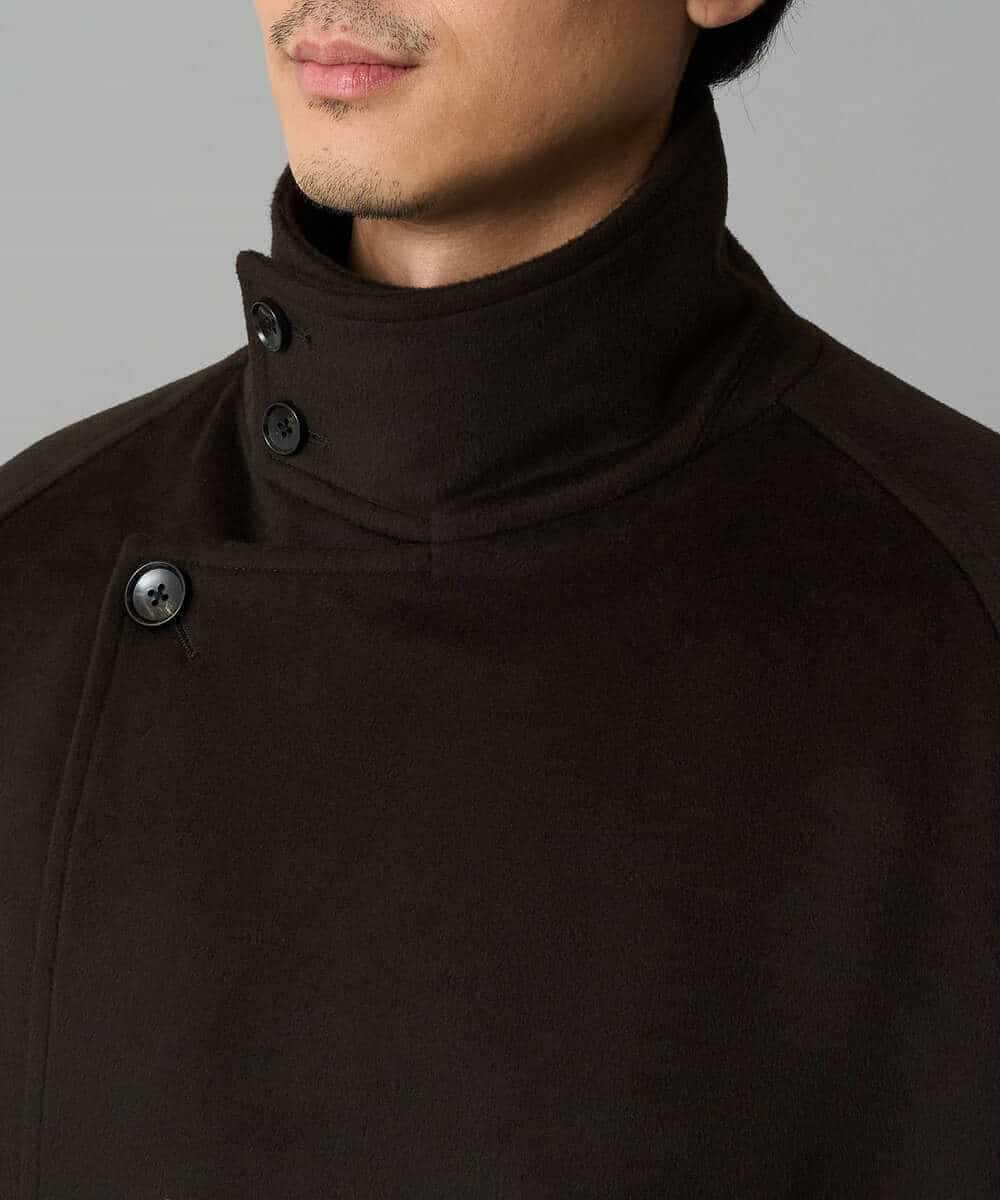 KHUAD08189 a.v.v MEN(アー・ヴェ・ヴェ) ワイドシルエットスタンドカラーコート ダークブラウン