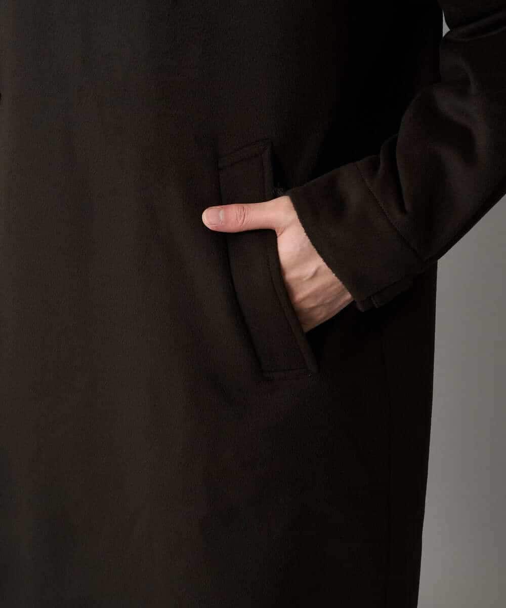 KHUAD08189 a.v.v MEN(アー・ヴェ・ヴェ) ワイドシルエットスタンドカラーコート ダークブラウン