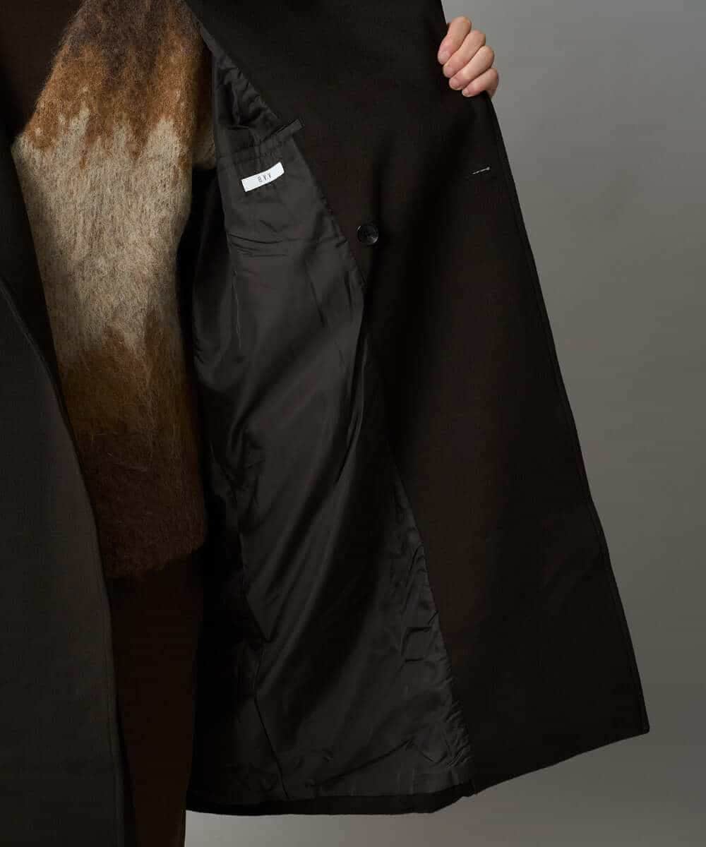 KHUAD08189 a.v.v MEN(アー・ヴェ・ヴェ) ワイドシルエットスタンドカラーコート ダークブラウン