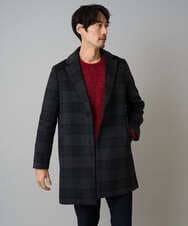 KHUAD21219 a.v.v MEN(アー・ヴェ・ヴェ) ウールライトビーバーチェックチェスターコート ダークグレー