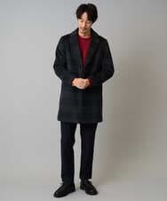 KHUAD21219 a.v.v MEN(アー・ヴェ・ヴェ) ウールライトビーバーチェックチェスターコート ダークグレー