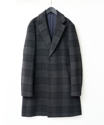 KHUAD21219 a.v.v MEN ウールライトビーバーチェックチェスターコート
